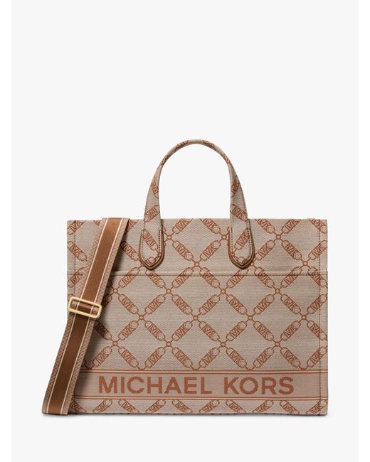 Michael Kors Gigi Large Empire Logo Jacquard Tote Bag in Brown Lyst UK