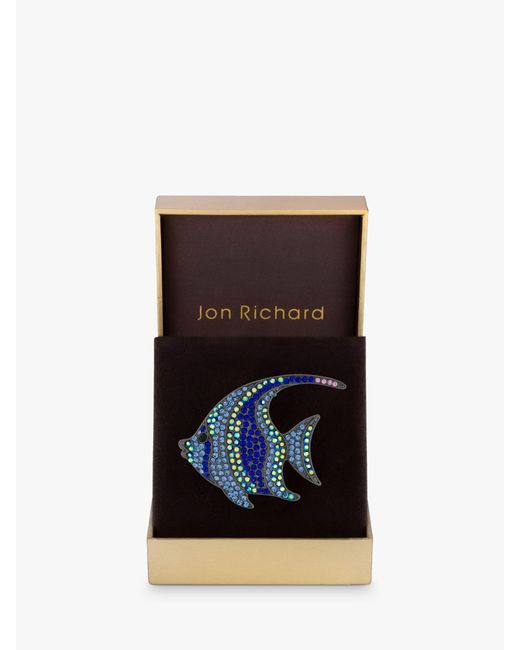 Jon Richard Blue Heamatite Plated Tropical Fish Brooch
