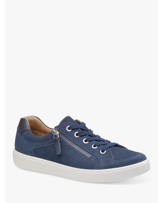 Hotter Blue Chase Ii Wide Fit Suede Zip And Go Trainers