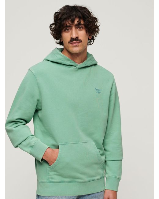 Superdry Green Vintage Washed Hoodie for men