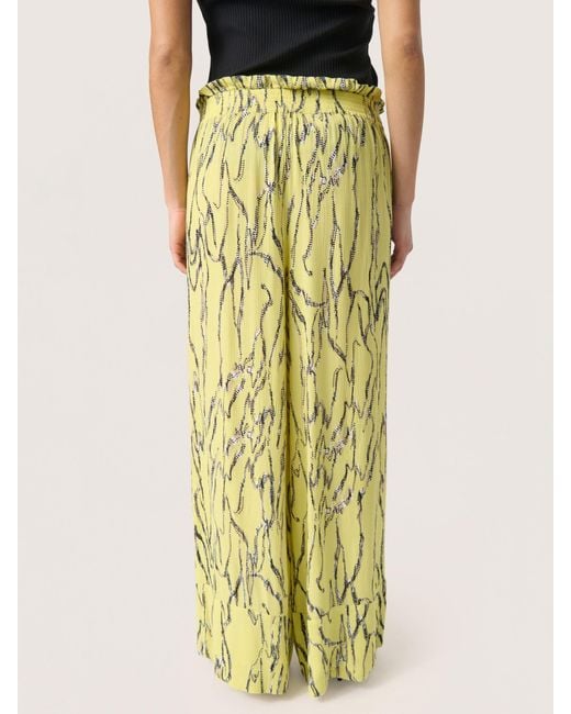 Soaked In Luxury Yellow Zaya Wide Leg High Waisted Trousers