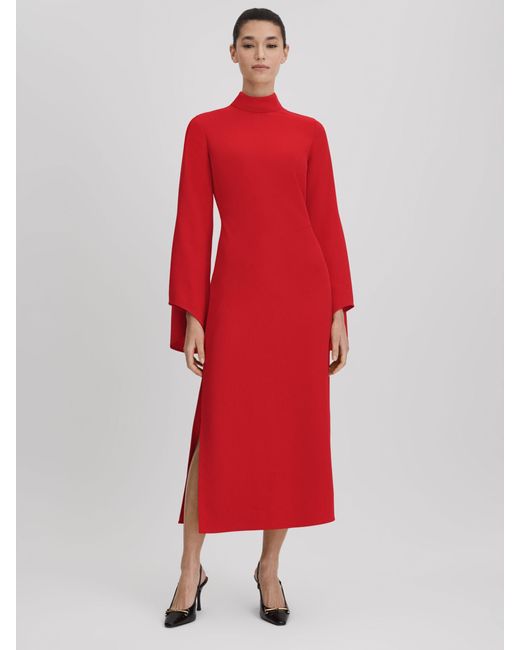 Reiss Red Katya Long Sleeve Bodycon Maxi Dress