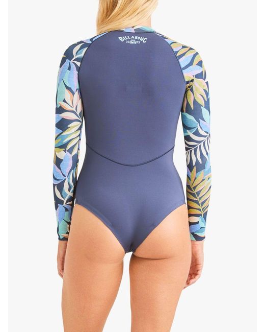 Billabong Blue Long Sleeve One-piece Swimsuit