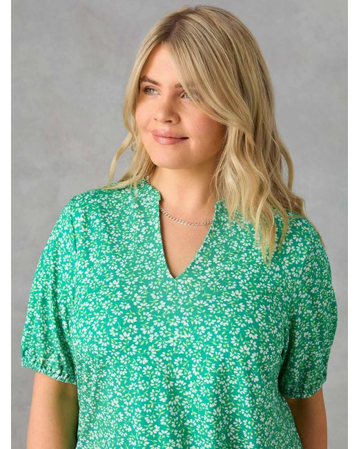 Live Unlimited Green Curve Ditsy Jersey Blouse