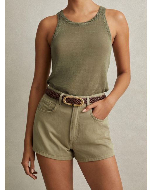 Reiss Green Colorado - Khaki Garment Dyed Shorts