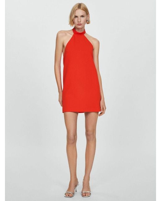Mango Red Bobiet Halterneck Mini Dress
