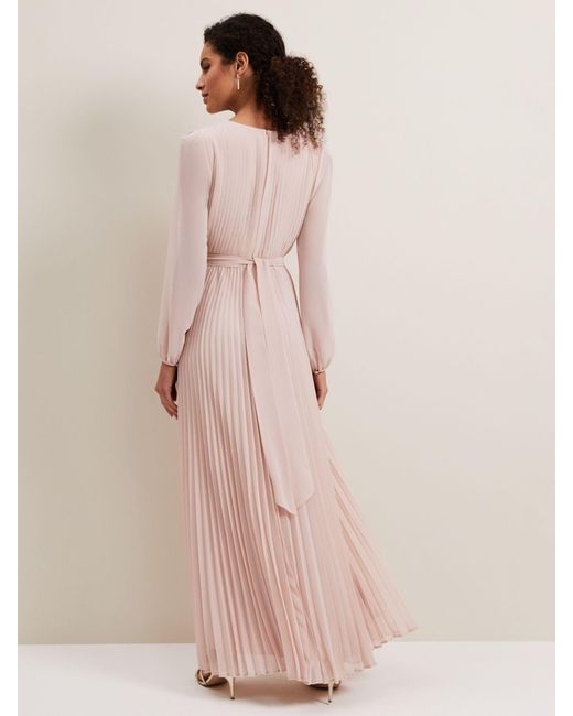 Phase Eight Pink Alecia Pleated Maxi Dress