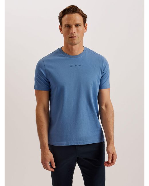 Ted Baker Blue Wiskin Regular Branded Short Sleeve T-shirt for men
