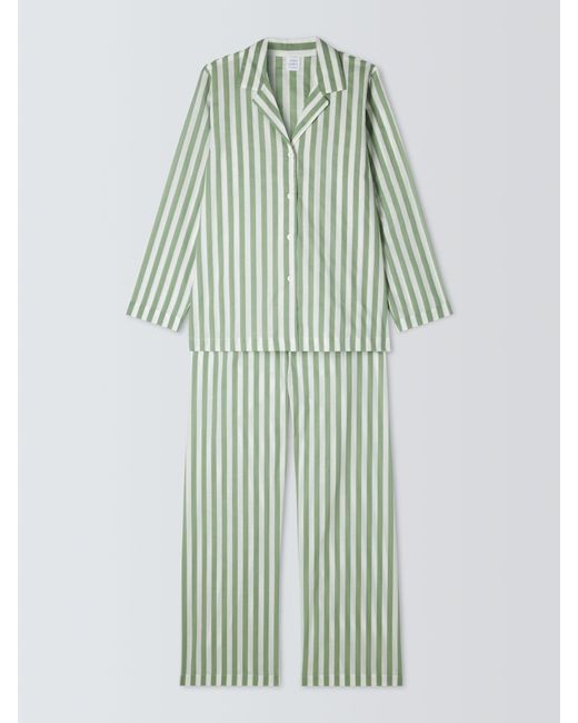 John Lewis Green Kate Stripe Shirt Long Pyjama Set