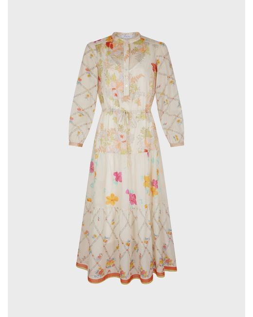 Gerard Darel White Robe Cotton Floral Midi Dress