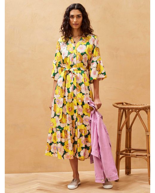 Brora Multicolor Liberty Floral Print Midi Shirt Dress