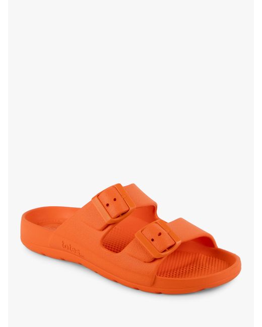 Totes Orange Solbounce Adjustable Buckle Slide Sandals