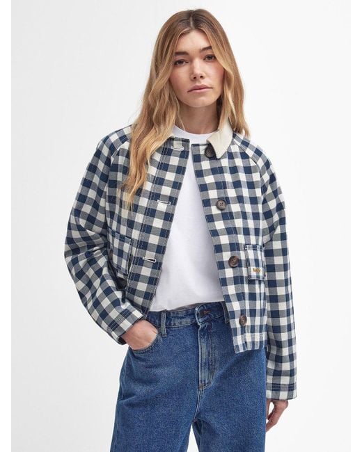 Barbour Blue Maddison Check Cropped Jacket