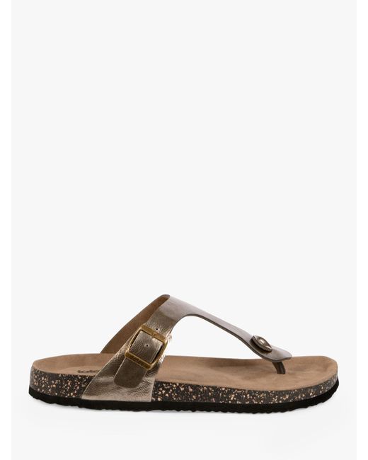 Totes Brown Buckle Toe Post Sandals