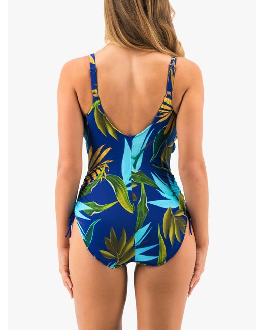 Fantasie Blue Pichola Tropical Print Underwired Twist Front Swimsuit