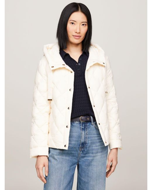 Tommy Hilfiger White Short Quilted Jacket