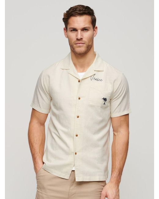 Superdry Natural Resort Linen Blend Short Sleeve Shirt for men