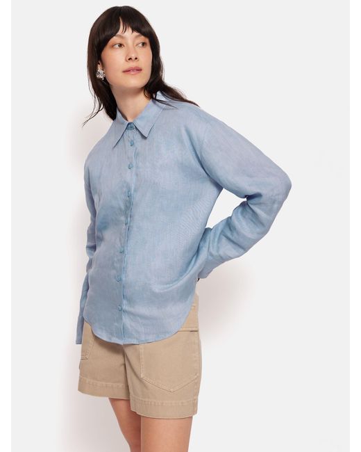 Jigsaw Blue Casual Linen Shirt