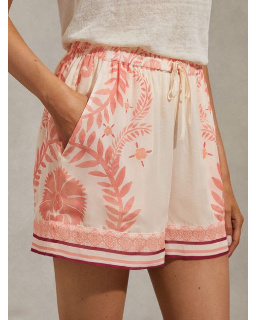 Reiss Pink Chloe Fern Print Shorts