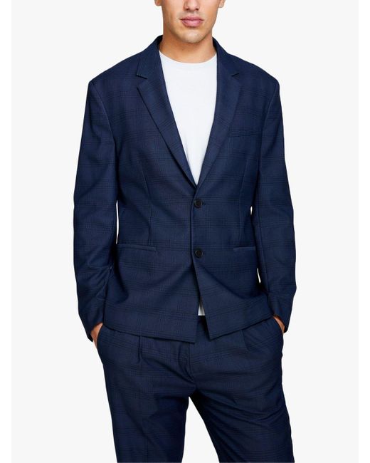 Sisley Blue Single Breast Slim Fit Suit Jacket for men
