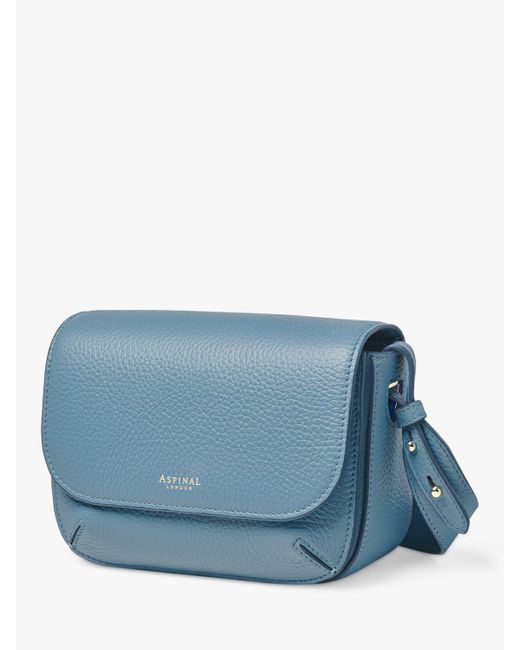 Aspinal Blue Ella Pebble Leather Crossbody Bag