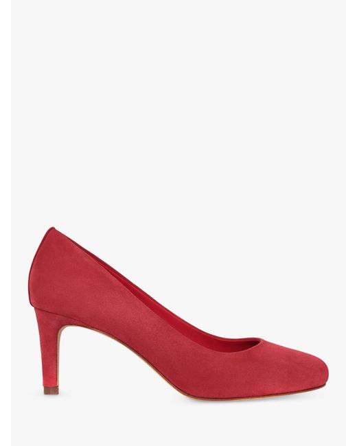 Hobbs Red Lizzie Suede Court Shoes