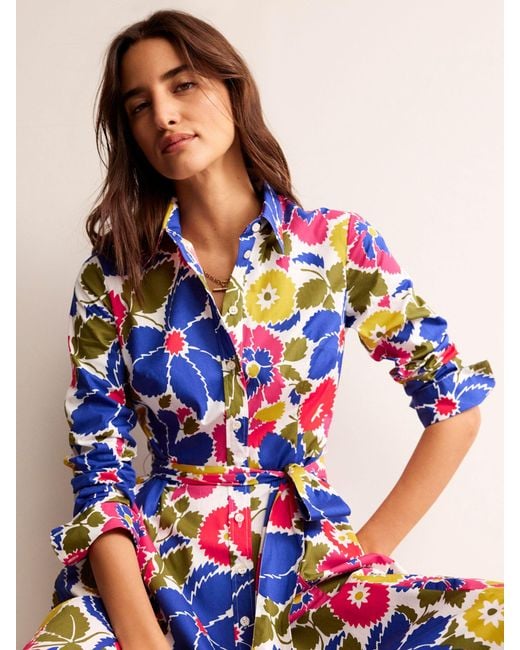 Boden Multicolor Kitty Midi Floral Shirt Dress