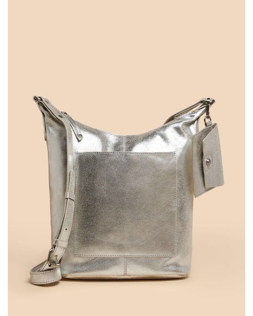White Stuff Gray Fern Leather Cross Body Bag
