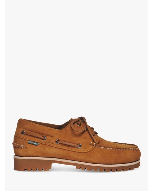 Sebago Brown Acadia Suede Boat Shoes for men