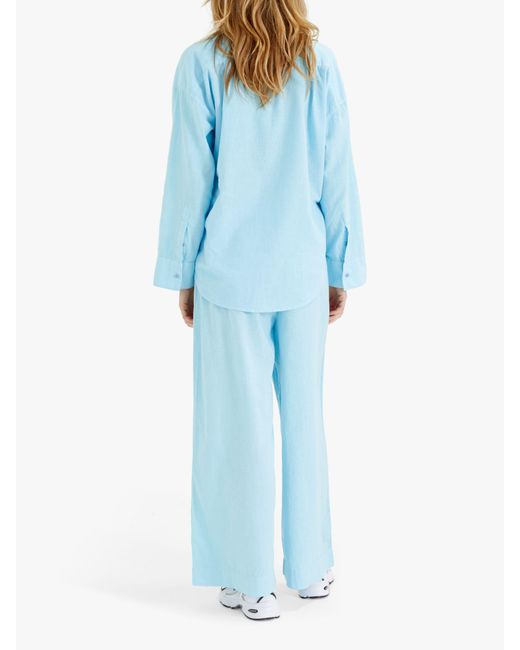Chinti & Parker Blue Linen Blend Surfing Snoopy Pyjamas