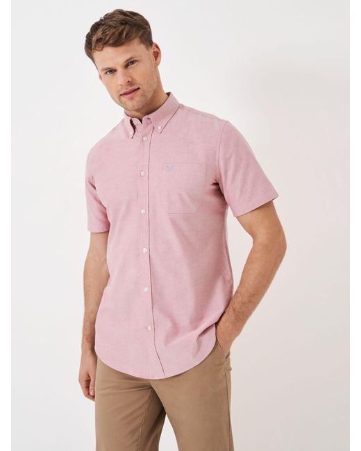 Crew Pink Short Sleeve Oxford Shirt for men