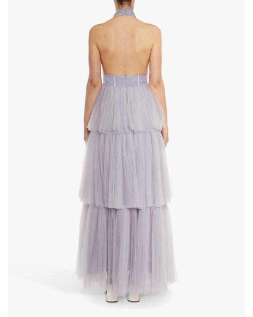 True Decadence Purple Tiffany Tiered Maxi Dress
