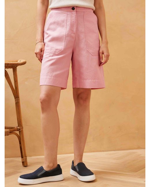 Brora Pink Cotton Linen Blend Shorts