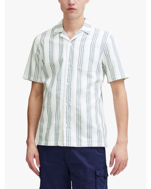 Casual Friday White Anton Short Sleeve Stripe Resort Shirt for men