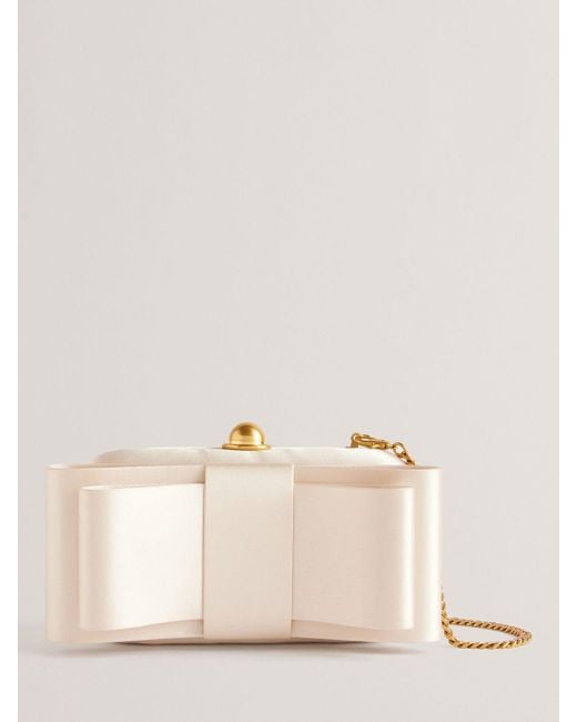 Ted Baker Natural Bowelaa Satin Bow Clutch Bag