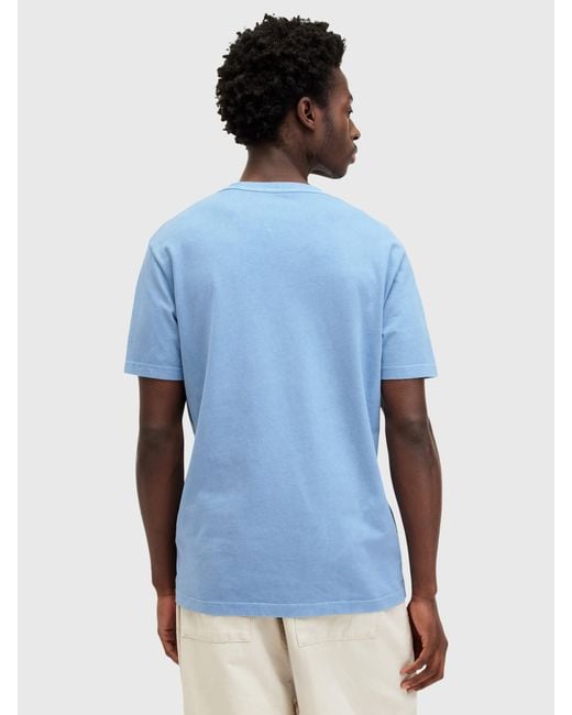 AllSaints Blue Ossage Slim Fit Short Sleeve Crew T-shirt for men