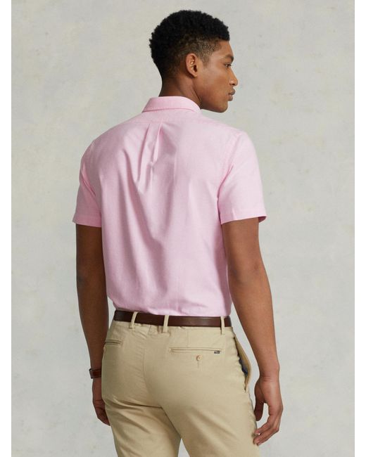 Ralph Lauren Pink Slim Fit Oxford Short Sleeve Shirt for men
