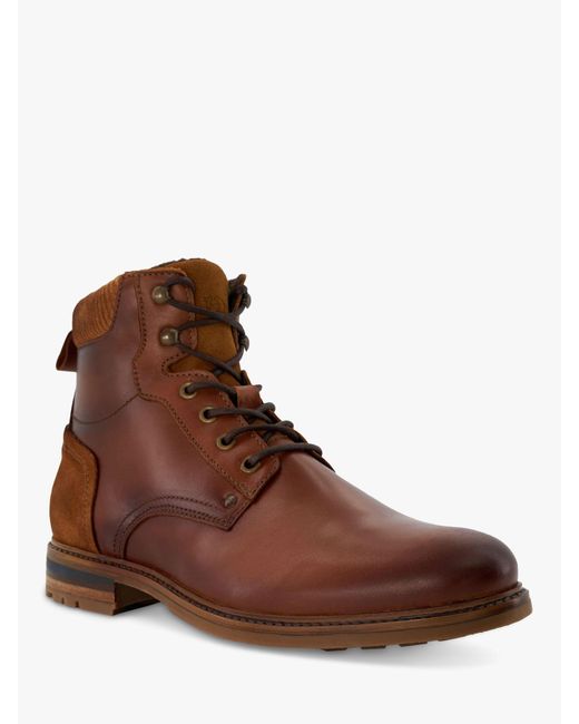 Dune Brown Coltonn Leather Boots for men