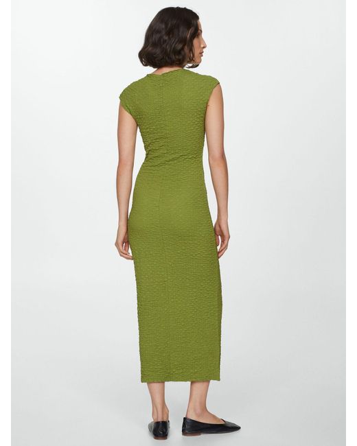Mango Green Meringue Textured Bodycon Maxi Dress