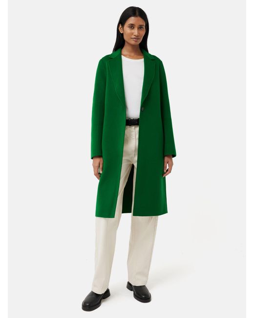 Jigsaw Green Wool Blend Double Faced Crombie Coat