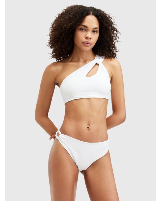AllSaints White Kayla Asymmetric Bikini Top