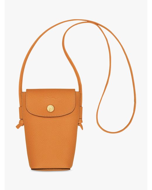Longchamp Orange Épure Leather Phone Pouch Bag