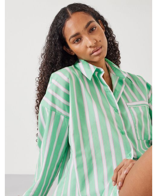 Hush Green Adair Oversized Shirt And Shorts Pyjama Set