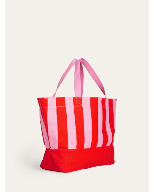 Boden Red Relaxed Canvas Stripe Tote Bag