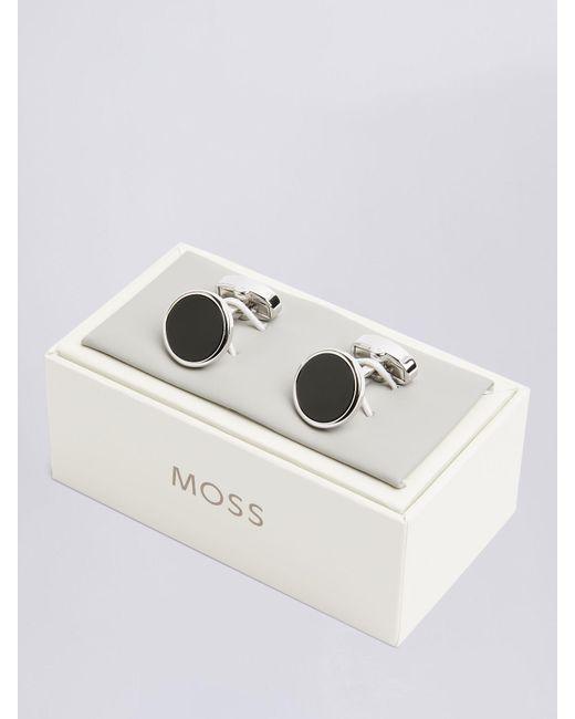Moss Bros Metallic Onyx Cufflinks for men