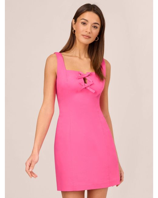 Adrianna Papell Pink Adrianna By Bow Detail A-line Mini Dress
