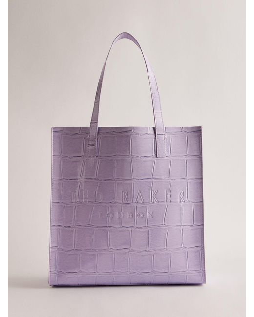 Ted Baker Purple Croccon Large Icon Shopper Bag