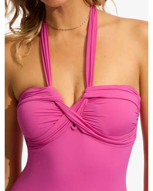 Seafolly Pink Collective Halterneck Bandeau Swimsuit