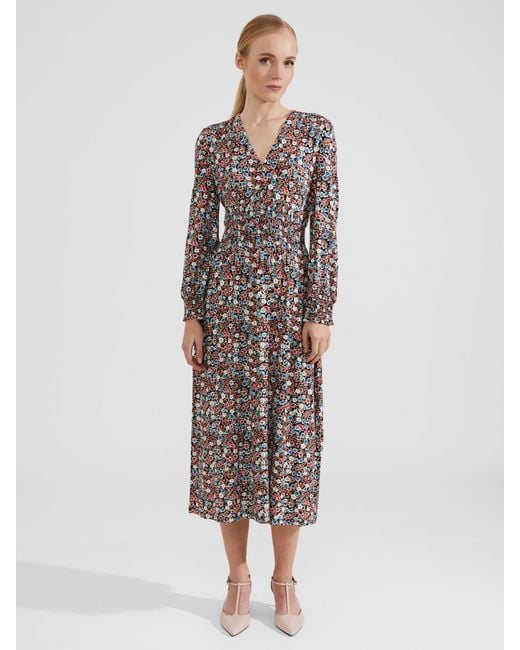 Hobbs Multicolor Maddy Floral Print Jersey Midi Dress