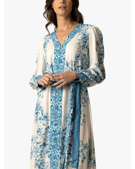 Raishma Blue Jocelyn Floral Midi Dress
